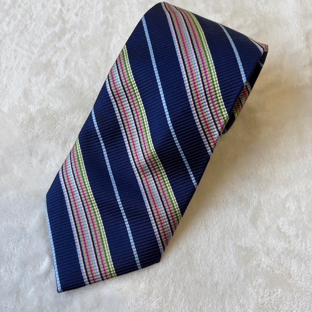 Nautica REPP 59" Necktie 100% Silk Blue & Multicolor Striped Designer Tie